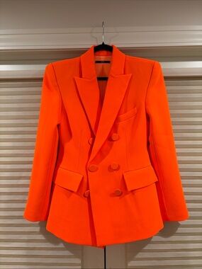 NWOT Alex Perry Women's Double-Breasted Orange Blazer, Size US 6